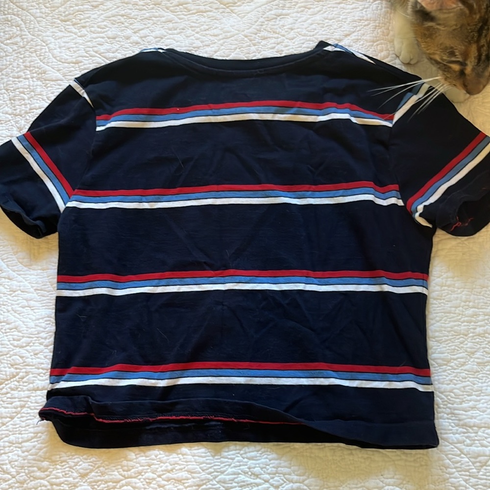 Brandy Melville, Dark Blue Striped Crop Top, One Size - Picture 3 of 3